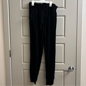 Paperbag-Waist Black Joggers with Tie